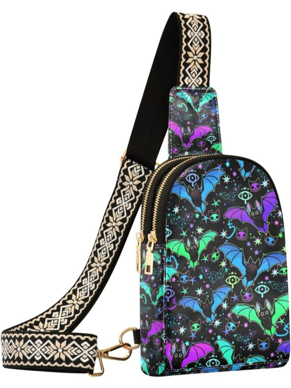 🎃Women's Flower Bat Crossbody Sling Bag Leather Shoulder Chest Bag for Hiking